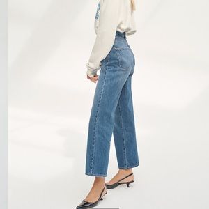Denim Forum Farrah High Rise Wide Leg Raw Hem